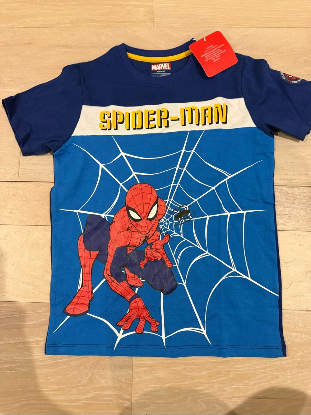 Marvel Kids Tee with Red Logo and Blue & Yellow Accents
